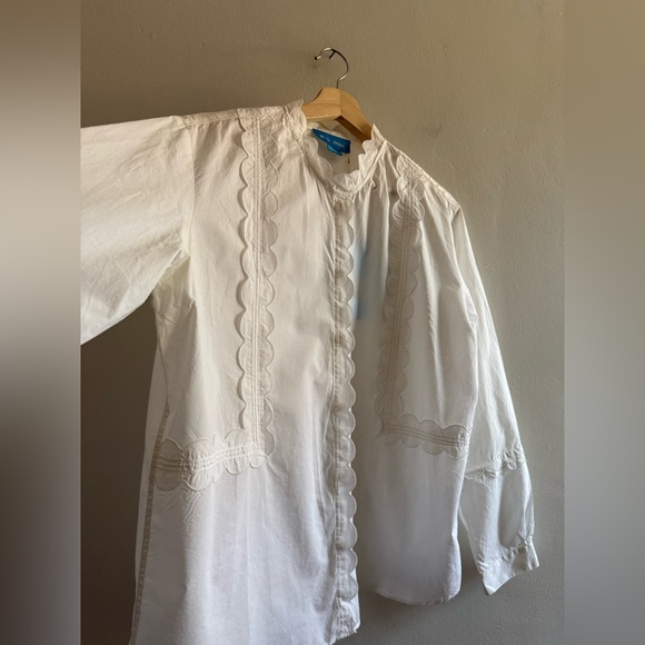 NWT m.i.h White Scalloped Button Dow Blouse, Delicate, Feminine, Size Medium - Picture 7 of 16